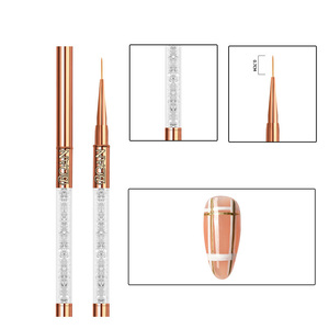 Pincel para decoración de <span class=keywords><strong>uñas</strong></span>, pincel para <span class=keywords><strong>uñas</strong></span> con diamantes de imitación, mango de Metal acrílico, pintura de oro rosa, delineador de Gel, <span class=keywords><strong>2022</strong></span> - Product Image 6