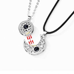 Wholesale Fashion Romantic Necklace Sterling <b>Silver</b> Zircon Couple Necklace Moon Sun 100 Language I love You Projection Necklace - Product Image 2