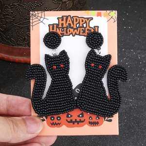 Personalizable Halloween Miyuki semilla cuentas colgantes Punk pendientes hechos a mano con cuentas calabaza colgante pendientes fiesta regalos para mujeres - Product Image 2