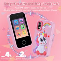 Téléphone intelligent pour enfants 2,8 pouces, écran tactile HD 2K, double caméra photo/vidéo, carte TF 8 Go, musique/jeux éducatifs, thème licorne, cadeau pour garçons