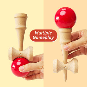 Montessori pädagogische traditionelle japanische werfen und fangen Geschicklichkeit Spielzeug natürliche Holz Kreisel Spielzeug Holz Geschicklichkeit Ball Kendama - Product Image 2
