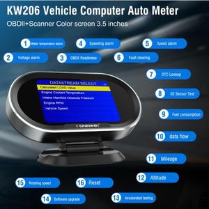 Herramientas universales de diagnóstico de coche <span class=keywords><strong>Konnwei</strong></span> KW206 HUD Head up Display <span class=keywords><strong>OBD2</strong></span> escáner para 12V OBD EOBD protocolo coches temperatura del agua - Product Image 5