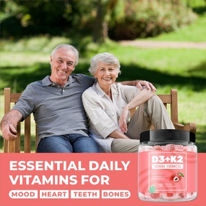 OEM Organic Vitamin D3 K2 Gummies 10000 IU Vitamin D3 45 Mcg Vitamin K2 MK7 <strong>Vegan</strong> Supplement Healthy Muscle <strong>Multivitamin</strong> Gummy - Product Image 5