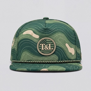 Casquette de golf Topo Camo vert beige imperméable avec patch PVC, cordon, 5 panneaux, perforations laser, respirante, snapback, pour hommes et femmes - Product Image 2