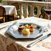 Assiette de service décorative en métal texturé en acier inoxydable pour restaurants, hôtels, maisons - Personnalisable, compatible lave-vaisselle