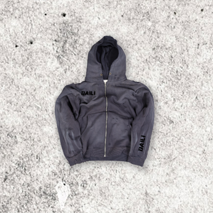 Personalizado de alta calidad sólido cremallera Streetwear Sudadera con capucha impresión Logo en blanco Vintage doble capa lavado ácido sol desteñido desgastado - Product Image 3