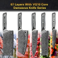 Couteau Nakiri professionnel japonais en acier Damas à haute teneur en carbone VG10, 7 pouces, 67 couches, manche gris G10, avec boîte cadeau - 10 % de réduction