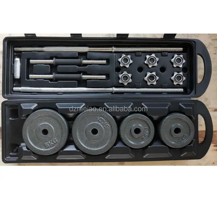 Cheap Good Quality 50 Kg cast iron Barbell Dumbbells Set with Plastic Case