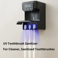 Stérilisateur UV mural pour brosses à dents avec affichage numérique, support automatique pour brosses à dents, organisateur de salle de bain