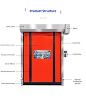 Porte à enroulement rapide en PVC, isolation acoustique, design industriel, emballage en caisse en bois, ouverture automatique haut/bas, garantie 3 ans