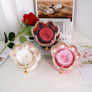 New Valentine's Day Mother's Day Cute Rotating <b>Cat</b> Claw Soap Flower Ring <b>Necklace</b> Waterproof Portable Jewelry Box - Product Image 4