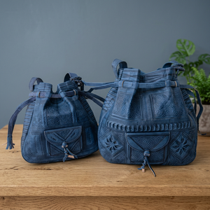Handmade Genuine Leather Backpack With Drawstring Closure Classic Style Unisex Travel <b>Bag</b> Durable Soft Handle - Product Image 1