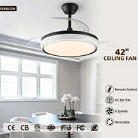 Ventilateur de plafond intelligent invisible à LED avec télécommande APP, 42 pouces, 3 pales, moteur DC rétractable moderne, OEM/ODM
