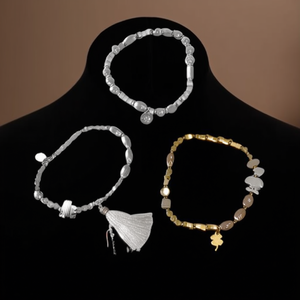 Fashion <b>Beaded</b> <b>Bracelets</b> Set 316L Stainless Steel PVD <b>Gold</b> Plating Sustainable Resistant Multi-Style Jewelry Accessories - Product Image 3