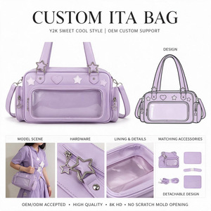 Custom Ita <b>Bag</b> Women's PU Shoulder <b>Bag</b> With Cartoon Printing Rock Style Crossbody <b>Bag</b> For Daily Use - Product Image 4