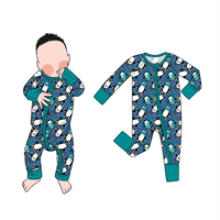 Combinaison bébé garçon en bambou doux personnalisée, à fermeture éclair, avec impression couleur et fermeture éclair fluide, très vendue