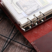 Dompet Notebook A6 kulit sapi asli mewah 6 cincin perencana anggaran Binder uang dompet penyimpan kartu amplop uang
