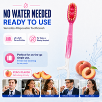 Mini brosse à dents jetable 5 en 1 |   Brosses à dents Miswak |   Distributeur de dentifrice intégré, brossette à dents, gratte-langue |   Kit de soins bucco-dentaires de voyage
