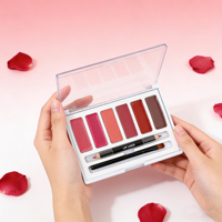 Vente en gros ODM Palette de rouge à lèvres de maquillage végétalien avec logo personnalisé Palette de crème à lèvres avec crayon à lèvres pinceau à lèvres pour la beauté