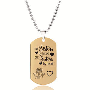 Acero inoxidable plata Rosa 18K oro azul negro no <span class=keywords><strong>hermanas</strong></span> por <span class=keywords><strong>sangre</strong></span> pero <span class=keywords><strong>hermanas</strong></span> por corazón llavero conjunto collar joyería - Product Image 3