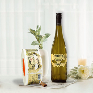 Custom Hot Foil Embossed Waterproof Adhesive Private <strong>Label</strong> Wine <strong>Bottle</strong> <strong>Printing</strong> Rose Red Wine <strong>Label</strong> Stickers - Product Image 3