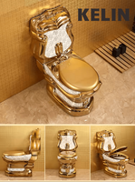 Ensemble de toilettes de luxe en céramique dorée avec lavabo et bidet, WC suspendu à chasse d'eau directe – Offre spéciale