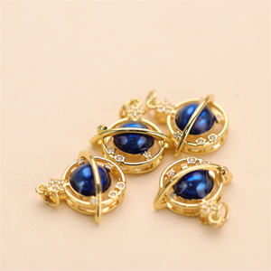 2025 New Planets Design Cubic Zirconia Brass Gold Plated Pendant, Blue Enamel Charm for DIY Necklace Bracelet <strong>Jewelry</strong> <strong>Supplies</strong> - Product Image 2
