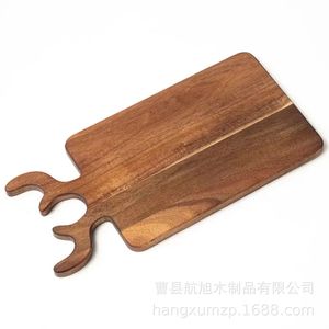 Tabla de cortar rectangular de madera Hangxu con mango de asta de ciervo, bandeja decorativa para mesa de comedor del hogar - Product Image 3