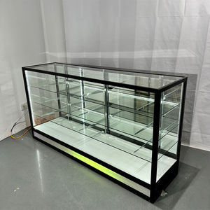 Vetrina per Negozio di Fumo con Illuminazione a Cascata, Vetro Temperato, Retro a Specchio, Espositore LED Personalizzabile in Dimensioni e Colore - Product Image 3