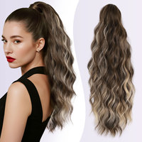 Queue de cheval synthétique longue et ondulée effet vague, avec pince à griffes, résistante à la chaleur, pour femme – Meilleure vente