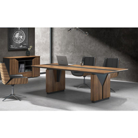 Mobilier de Salle De réunion En Bois Noir Table de Réunion pour 12 Personnes Table de Conférence
