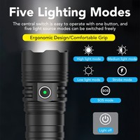 Lampe torche LED haute puissance Big Hand, étanche IP68, en alliage d'aluminium, longue portée 1500 lumens, rechargeable USB, portée du faisceau 300-400 m