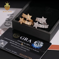 Prix direct usine Bague Hip Hop Star Ice Out en Argent Sterling 925 et Moissanite VVS pour Hommes, passe le test du diamant, faible MOQ