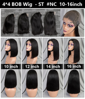 Perruque Bob droite noire naturelle FH 4x4 en cheveux humains, 10-16 pouces, perruques en cheveux brésiliens