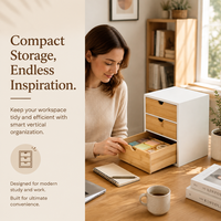 Meuble de rangement de bureau avec 3 tiroirs en bambou, organisateur de table multifonction pour accessoires de bureau et organisation de comptoir à domicile