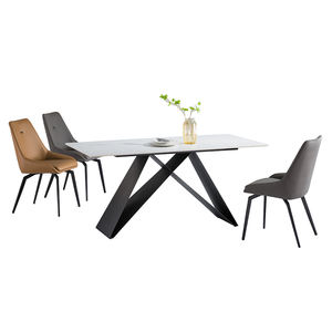 Table à manger minimaliste et chaise de tapisserie Ensemble de table à manger de conception de rectangle pour les meubles d'hôtellerie commerciale - Product Image 5