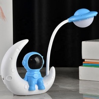 Lampe de table décorative pour enfants, lampe de bureau LED pliable en forme de lune et d'astronaute, apprentissage de la lecture, USB