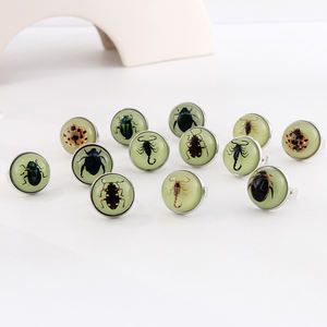 Светящееся в темноте настоящее насекомое в смоле регулируемое кольцо скорпиона из нержавеющей стали Подарочное ювелирное изделие из смолы светящийся скорпион - Product Image 2