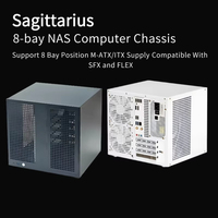Boîtier NAS en métal Sagittarius 8 baies, format tour moyenne |   Support MicroATX, extension PCIe pleine hauteur, capacité de 21,8 L