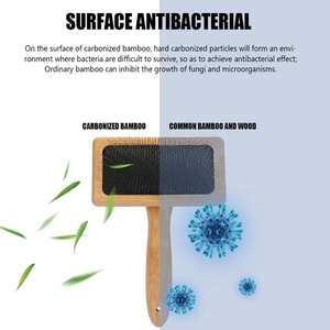 Logo personalizzato all'ingrosso della fabbrica prodotti per la toelettatura del gatto di bambù carbonizzato pettine per pulci spazzola per pettine per toelettatura dei capelli dell'animale domestico del cane - Product Image 2