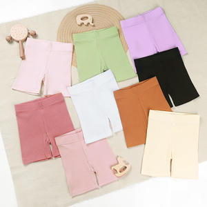 Shorts en coton biologique pour tout-petits, collants de cycliste, sous-robe, bas de danse pour filles, couleur unie, côtelé, pour bébés nouveau-nés - Product Image 2