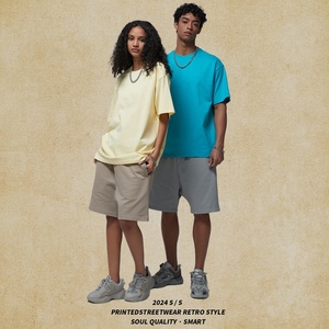 2025 nuovo marchio di tendenza t-shirt da uomo nebbia di puro cotone di <span class=keywords><strong>grandi</strong></span> dimensioni 275g toni della terra a maniche corte in puro solido lavorato a maglia da uomo - Product Image 5