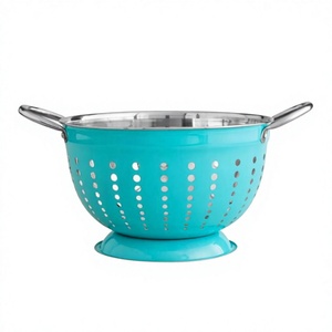 Ensemble de passoire en acier inoxydable Panier à deux oreilles Passoire en maille percée Couleur Passoire à fruits classique - Product Image 1