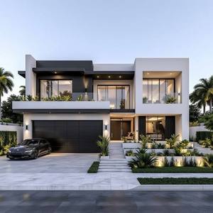 Villa Moderne Abordable en Acier : <span class=keywords><strong>Maison</strong></span> Préfabriquée Minimaliste à 2 Étages avec Balcon en Verre, Garage, Assemblage par Boulons, Durable, Galvanisée, Faible Coût - Product Image 1
