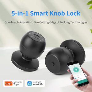 Tuya Wi-Fi アルミ製 スマートドアロック 指紋認証 球体ノブ 遠隔操作対応 - Product Image 1