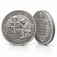 2026 Pièce commémorative de prière « La liberté n'est pas gratuite », en fer plaqué or, avec design en relief 3D et impression UV, cadeau d'hommage et de reconnaissance