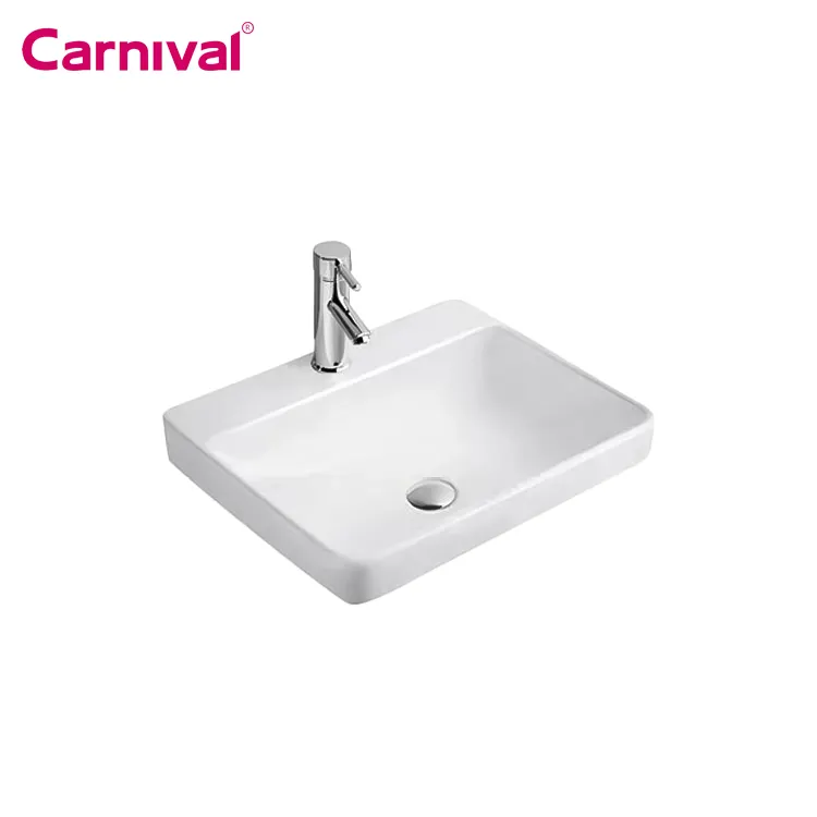 Minimalist design bathroom sink lavatory white color ceramic basin