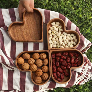 Wooden Heart-shaped Stackable Eco-Friendly Salad Plate <b>Snack</b> <b>Tray</b> Wedding Table Decoration Nuts Candy Dry Fruits - Product Image 2