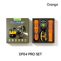 Jam Tangan Pintar DF04 Pro Set dengan Earbud GPS Panggilan Telepon Pelacak Detak Jantung Pelacak Tidur IP68 2 Tali Silikon
