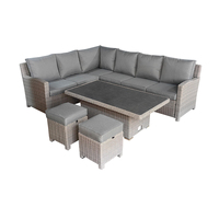 Ensemble de canapé en rotin imperméable et résistant aux UV pour 8 personnes, table basse en osier, table à manger moderne en aluminium pour jardin, cour, parc